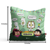 Jungle-Jalebi Excited Kids Cushion With Cover, Light Green